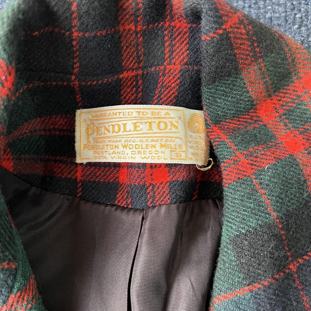 Vintage Pendleton Skirt Suit Womens 8 Red Green Tartan Plaid Virgin Wool USA 80s - Picture 3 of 13